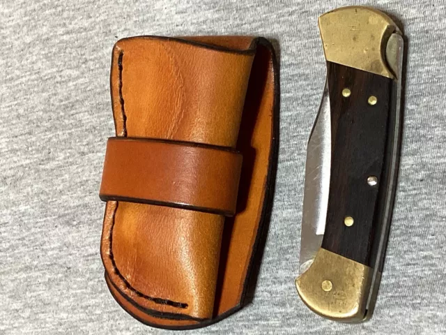 Leather Pocket Folding Knife Belt Loop Case Sheath Handmade Buck 112