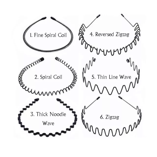 Black Metal Unisex Sports Hairband Headband Wave Alice Style Hair band Men Women