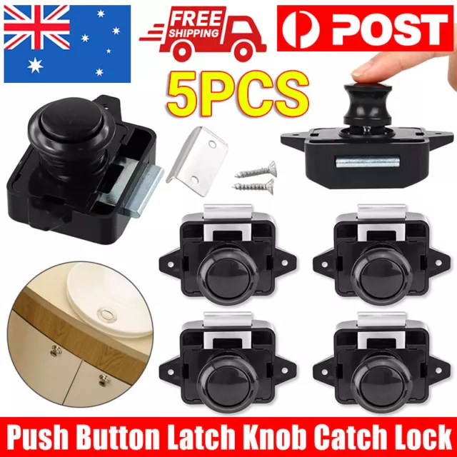 5x Push Button Latch Knob Catch Lock For RV Drawer Cupboard Door Caravan Cabinet