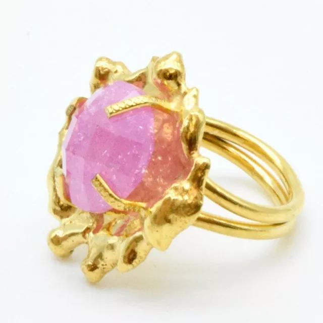 Aylas Crackled Zircon ring - Gold plated semi precious gemstone - Handmade in Ot