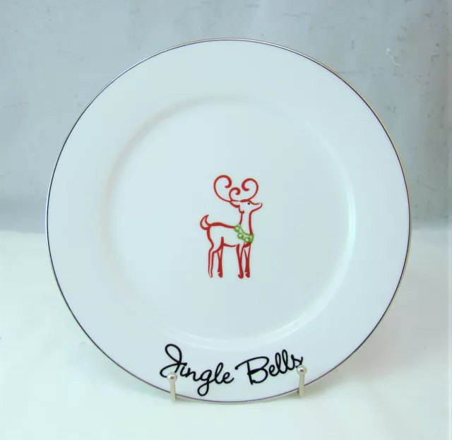 St. Nicholas Square 'TIS THE SEASON JINGLE BELLS REINDEER Cocktail Plate(s) EXC