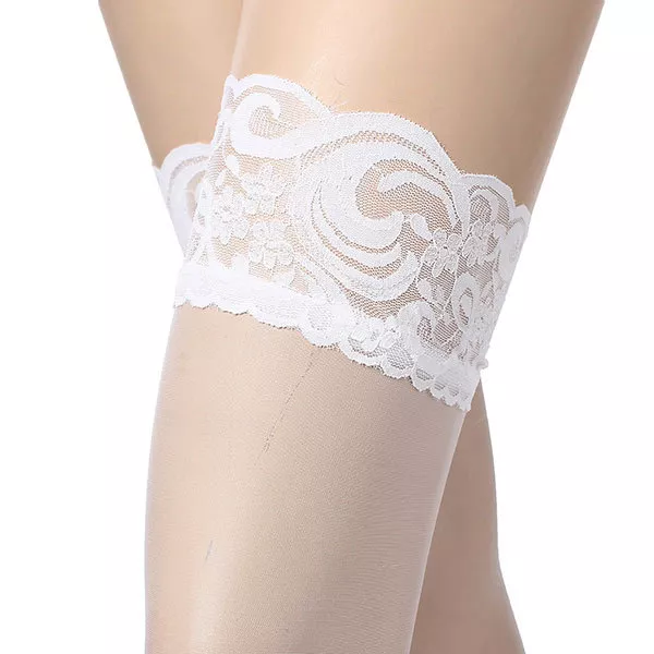 Sexy Ladies Sheer Lace Top Stay Up Stockings Thigh High Pantyhose Hold-up Tights 3