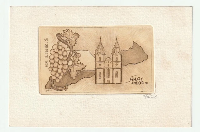 DANIEL VIKTOR: Exlibris für Dr- Andor Semsey, Weinrebe