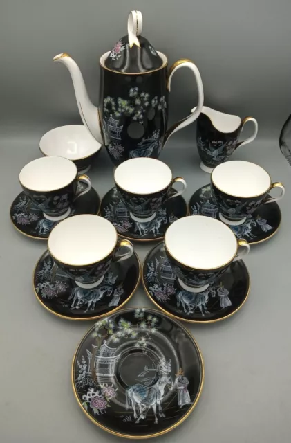 Royal Albert Oriental Coffee Pot, Milk, Sugar, 5 Cups & 6 Saucers