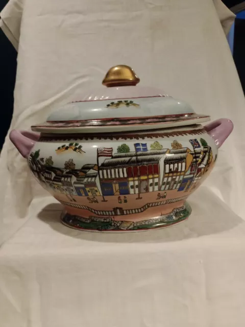 Chinese Porcelain 'Hongs At Canton' Lidded Tureen 20th Century