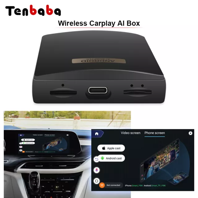 Wireless Carplay AI box Car Android Auto Multimedia Video Adapter 64G Player