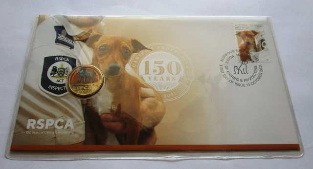 2021 150 Years of RSPCA . PNC . Uncirculated  Coin . Limited Edition . FDC Dogs