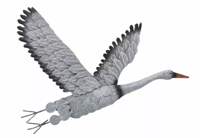 Kranich aus Metall Wandbild Wanddeko Dekofigur Gartendeko Gartenfigur Dekovogel