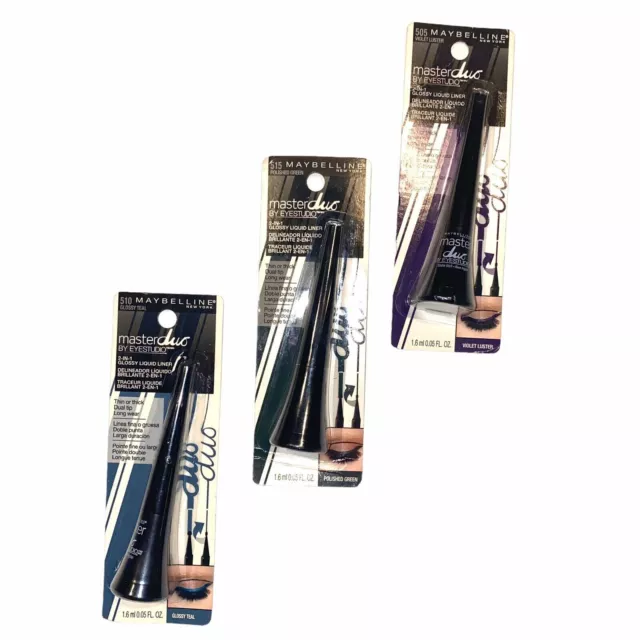 Maybelline Master Duo 2-in-1 2 in 1 Glossy Liquid Liner, Choose Your Shade, NEW