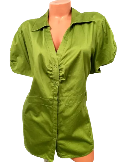 *Apt.9 green v neck button down women's short sleeve plus top 2X