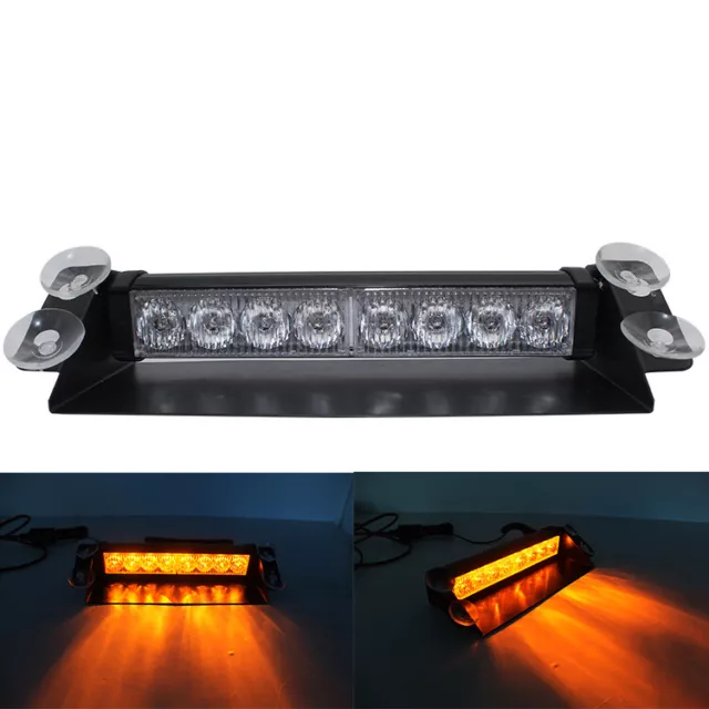 8LED Auto Blitzlicht Frontblitzer Straßenräumer Warnleuchte Dash Strobe Licht DE