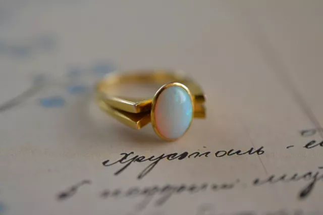 VINTAGE 14K YELLOW Gold and Fire Opal Ring 4.9 Gr Retro $345.00 - PicClick