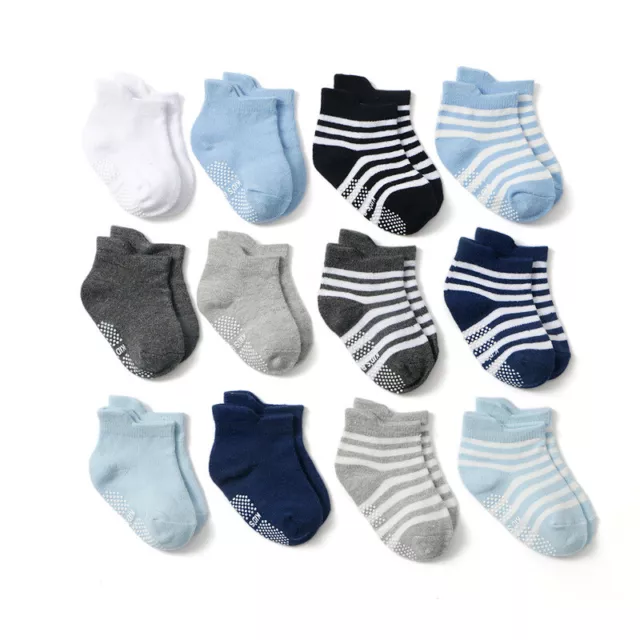 12er Pack Baby Kinder Socken Anti-Rutsch ABS Stoppersocken Baumwolle 1-3 Jahre