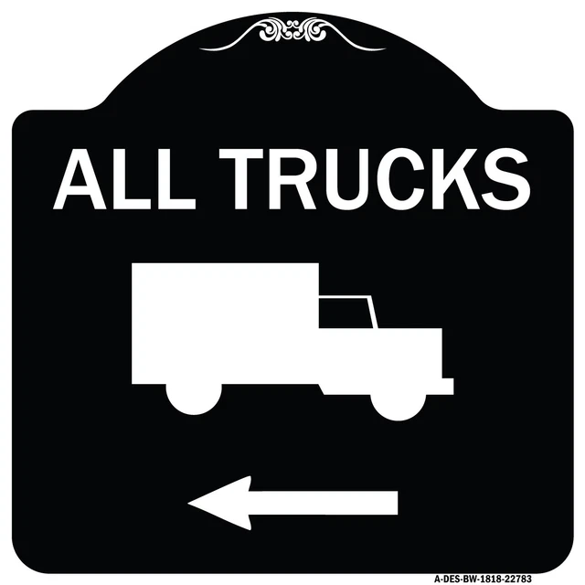 TRUCKS ALL TRUCKS (With Truck Symbol & Left Arrow) Black & White