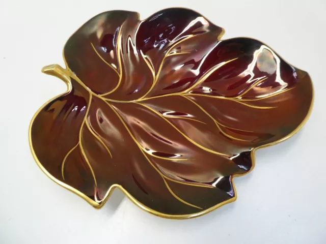 Carlton Ware Rouge Royale Gilt Painted Art Deco Vintage Leaf Dish Pottery