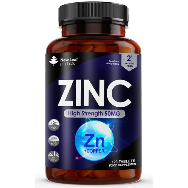 Zinc Tablets 50mg Citrate High Strength Immune Hair Skin Bone Support 120 Tablet