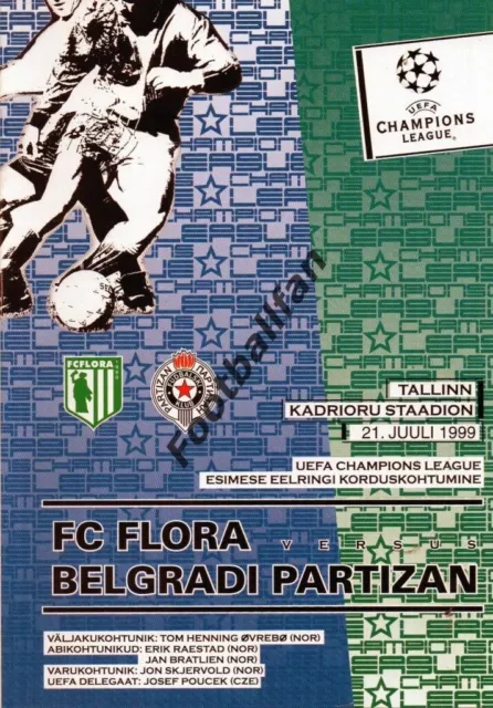 Programme Flora Tallinn Estonia - Partizan Belgrade Serbia 1999-2000