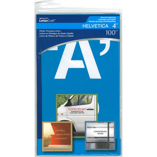 2 Pack Westcott Alphabet Stencils 100/Pkg-Helvetica Capital Letters 4" 15834