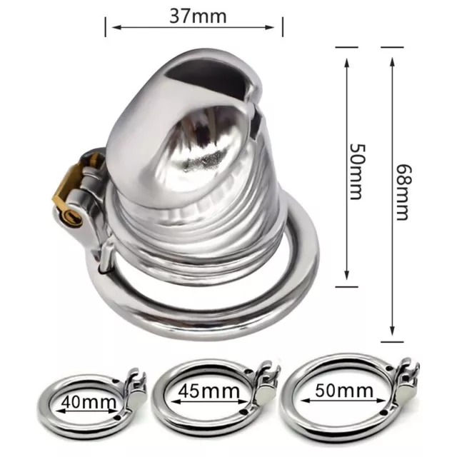 LARGE MALE CHASTITY Device Metal Cage Stainless Steel Rings binding ...