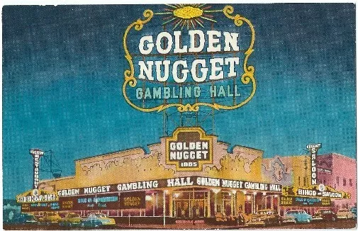 Las Vegas Nv Golden Nugget Gambling Hall Vintage Postcard Nevada Chrome