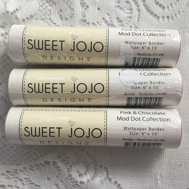 3 Rolls Sweet Jojo Pink/Chocolate Mod Dot Collection  6" X 15' Sealed  New