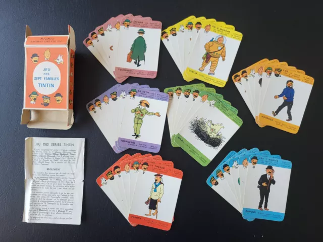 Tintin rare jeu de cartes des 7 familles offert par chèque/timbre Superbe état !