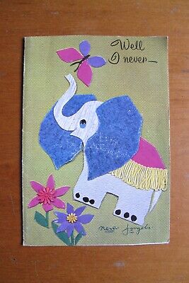 SHARPE'S CLASSIC, "Well I Never -", Embossed Elephant, Vintage Greetings Card