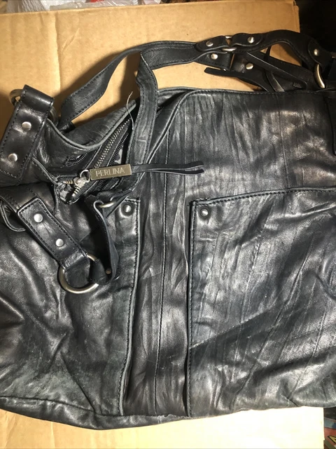 Perlina large black leather tote vintage