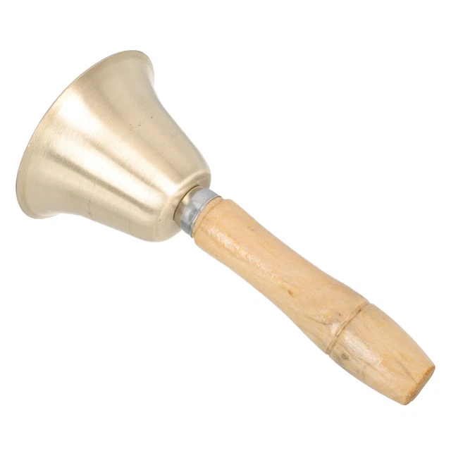 TENDYCOCO Clochette à Main en cuivre avec poignée en Bois - Sonnette d'école - pour Table d'hôtel, comptoir, réception, Restaurant, Bar - 11 cm
