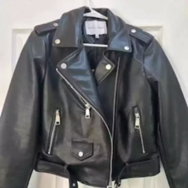 Rebecca Minkoff Black Faux Vegan Leather Moto Jacket Small NWT
