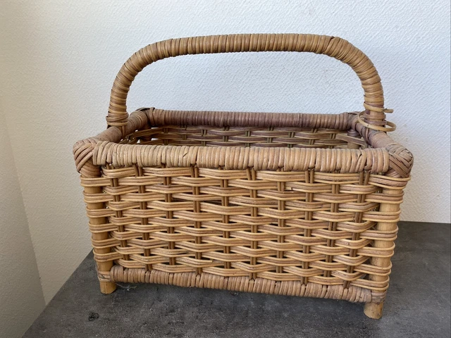 Panier En Osier Vintage – Pêche / Cueillette – Bandoulière – Déco Rétro