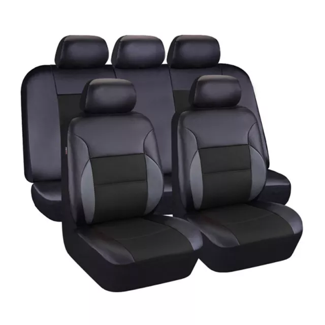 PU Leather Seat Covers Full Set 5-Sits Front Rear Cushion Accessories 4 Season