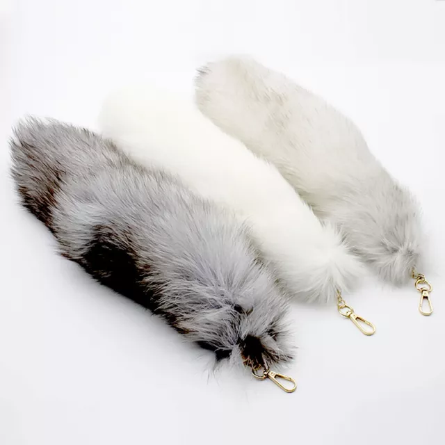 15-40cm Fox Tail Keychain Faux Fur Keyring Tassel Key Ring Chain Bag Pendant