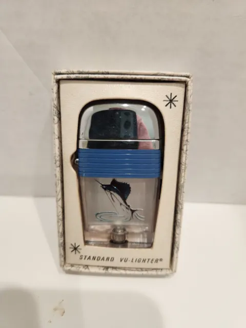 Vintage Scripto VU Lighter Marlin Fish with Blue Band New in Box