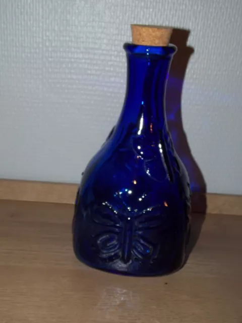 Carafe / Pichet verre soufflé coloré bleu cobalt - Espagne