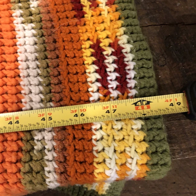 HAND CROCHETED VINTAGE Afghan Throw Blanket Multicolor 76”x 48" 49.95