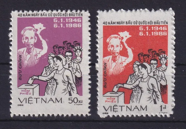 Vietnam 1986 Nationale Wahlen Mi.-Nr. 1654-1655 postfrisch ohne Gummierung (*)