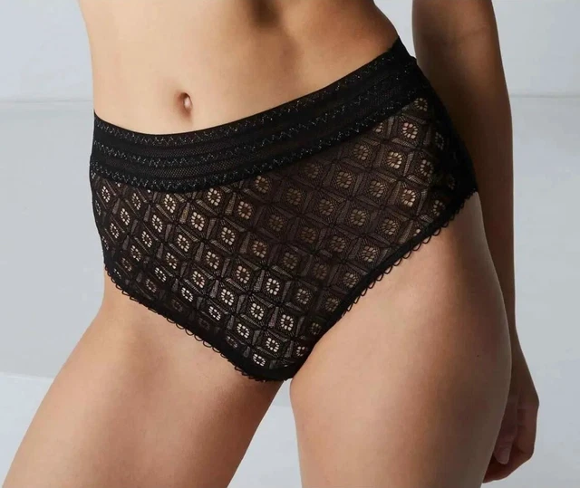 Slip Femme SIMONE PÉRÈLE Éden - Taille 4 - Coton Noir Floral - Neuf Avec étiquettes