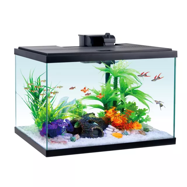 Glass 20 Gallon Aquarium Starter Kit, Black, 24.17''L x 12.68''W x 17.68''H