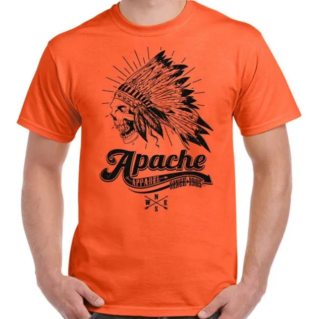 T-shirt teschio indiano Apache abbigliamento uomo copricapo moto biker tatuaggio bici 4