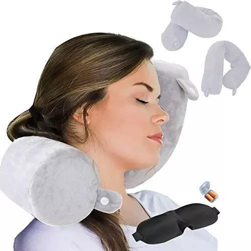 ZOYLEE Twist Memory Foam Travel Pillow Neck,Chin,Shoulder,Lumbar and Leg Support