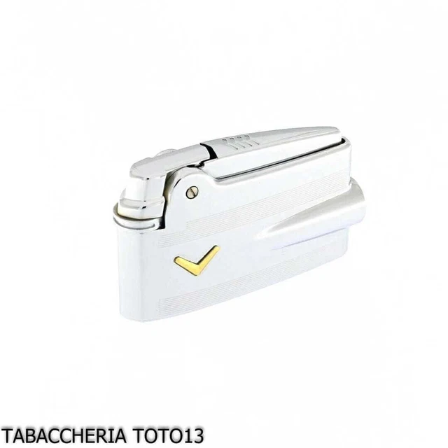 Accendino Ronson premier Varaflame V dorata su cromo lucido e righe