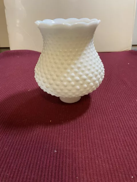 Vintage Milk Glass Hobnail Lamp Shade Hurricane Globe 1 5/8"  Fitter
