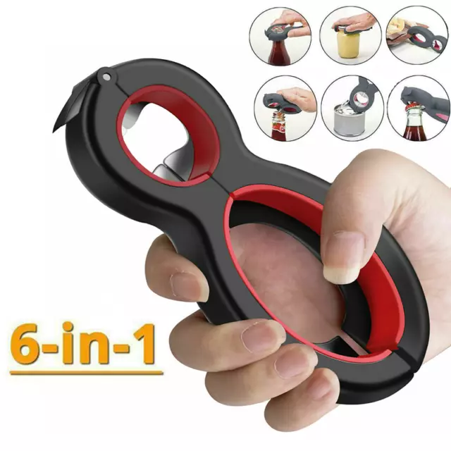 Multi Function 6 in 1 Opener Twist Bottle Can Wine Beer All in One Jar Gripper