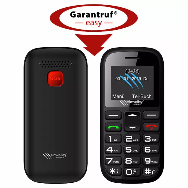 Dual-SIM-Komfort-Handy mit Garantruf Easy, Bluetooth und Taschenlampe