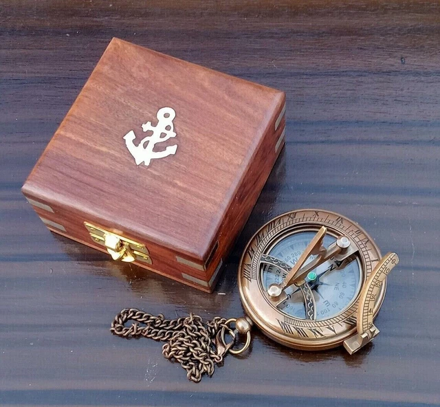 Antique Vintage Brass Pocket Compass Brass Nautical Compass With Box Gift