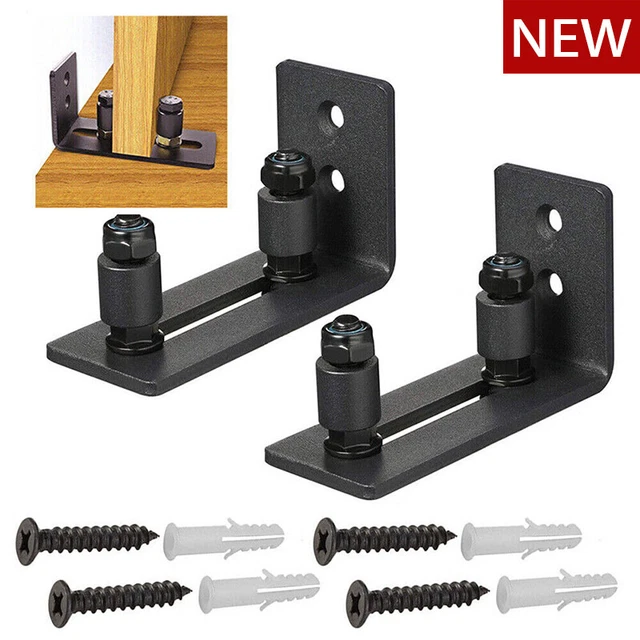 1-2 Set Sliding Barn Door Floor Roller Guide Adjustable Wall Flat Stay Hardware