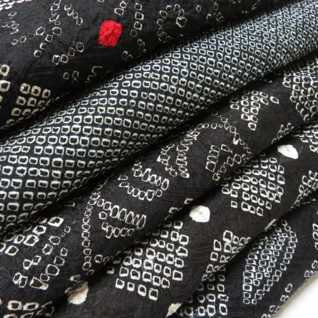 7T1007z24  Japanese Kimono Silk SHIBORI HAORI 5pcs FREE SHIPPING  Black