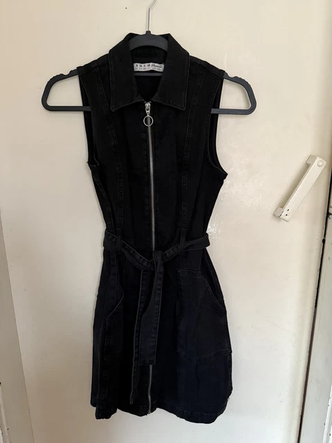 primark denim dress with zip Women's Mid Blue Cotton Denim Mini Shift Dress
