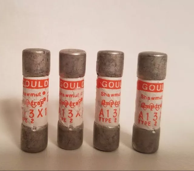 Lot De 4 Gould Ferraz Shawmut Amp-Trap A13X1 1A 1 Amp Type 2 130VAC Fusibles